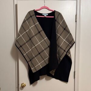 Tuckernuck Plaid Poncho in Black and Tan